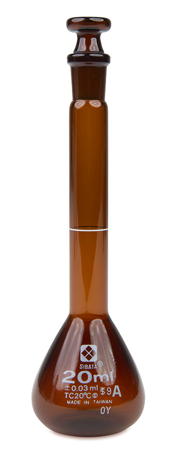 Sibata Volumetric Flasks Glass Stopper Amber