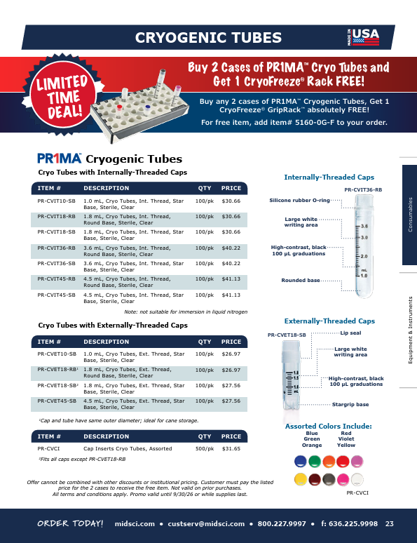 PR1MA™ Cryo Tubes Promo