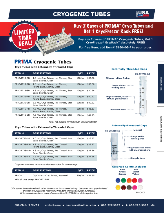 2026 PR1MA™ Cryo Tubes Promo